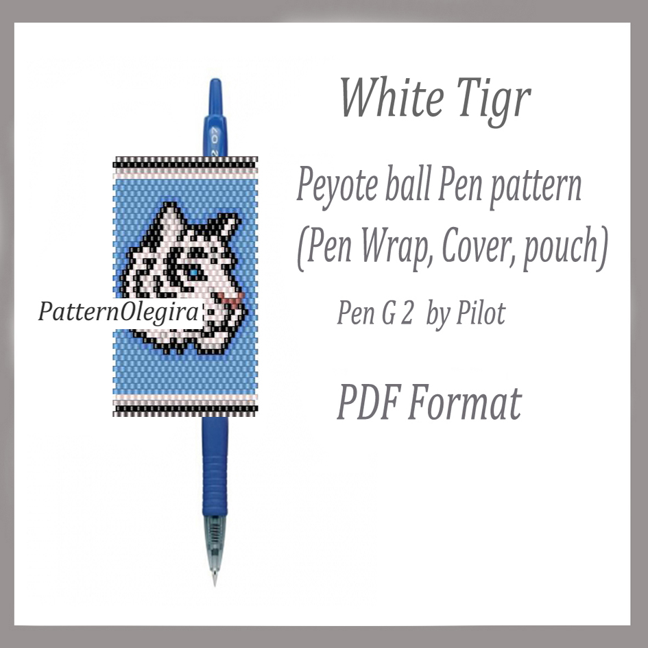 WHITE TIGR bead pattern PDF file Bead pen wraps pilot G2 1 WHITE TIGR bead pattern PDF file Beading cover pen Beading pen wraps Beading patterns Olegirabeadpatterns