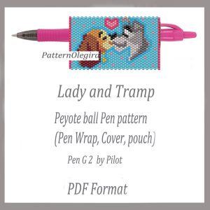 LADY AND TRAMP bead pattern PDF file Beading cover pen Beading pen wraps Beading patterns Olegirabeadpatterns