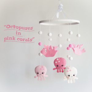Baby girl mobile, Octopus baby mobile, Gift for baby girl