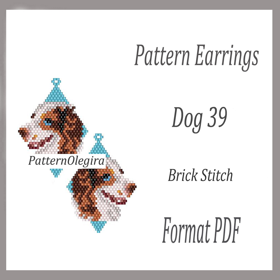 Dog 38 beading earrings Bead pattern dog Olegirabeadpatterns