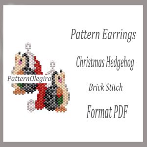CHRISTMAS HEDGEHOG Earrings bead pattern PDF file Beading patterns Christmas pattern Beading earrings Olegirabeadpatterns