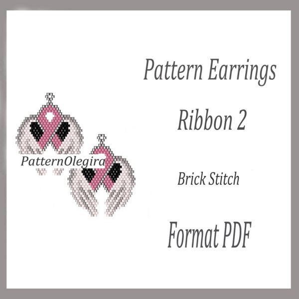 RIBBON 2 Earrings bead pattern PDF file Beading pattern Beading earrings Pink Ribbon Olegirabeadpatterns