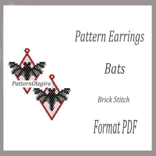 BATS Earrings bead pattern PDF file Beading halloween Beading pattern Beading earrings Olegirabeadpatterns
