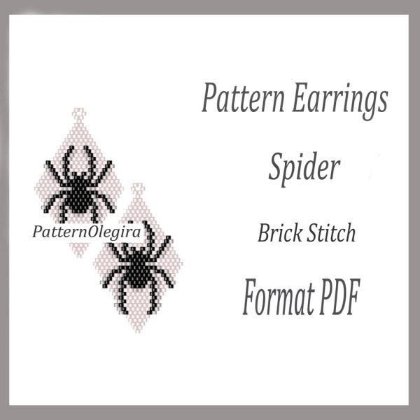 SPIDER Earrings bead pattern PDF file Beading halloween Beading pattern Beading earrings Olegirabeadpatterns