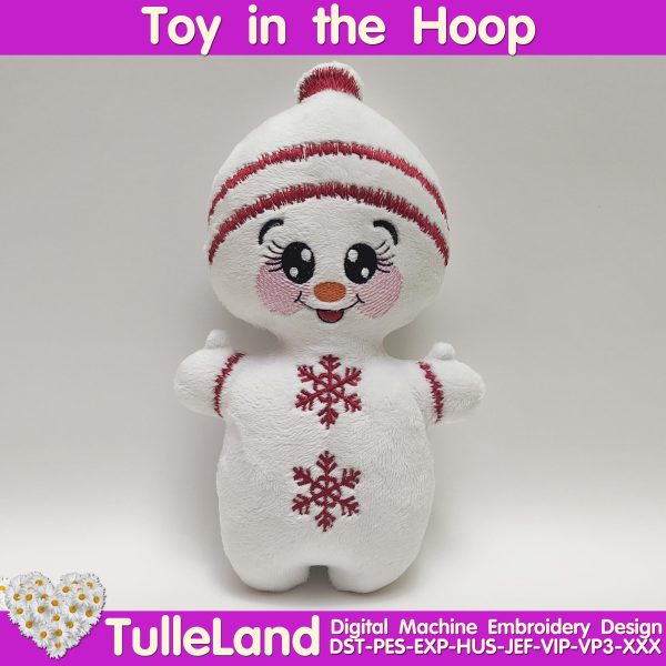 Snowman toy Stuffie ITH pattern Machine embroidery design