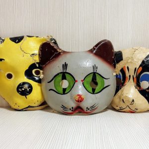 Soviet Xmas Carnival Mask. Vintage New Year Mask a Dog Cat Sheep
