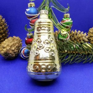 Soviet Vintage Glass Christmas tree toy Big Bell.Antique Xmas toy