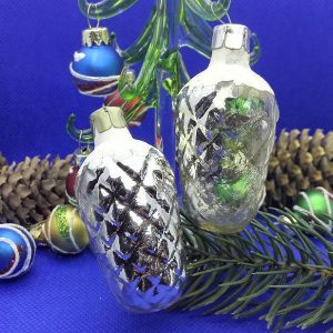 Soviet Antique Christmas tree toys Fir Cones. Glass Xmas toys