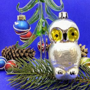Handmade Marketplace 852 Soviet Vintage Christmas glass Toy Owl.Russian Christmas tree toy