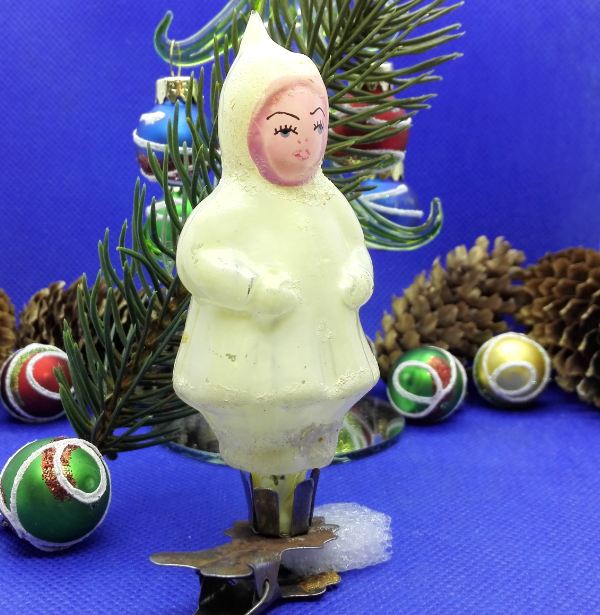 Soviet Vintage Christmas Toy Snow Maiden.Glass Christmas Toy