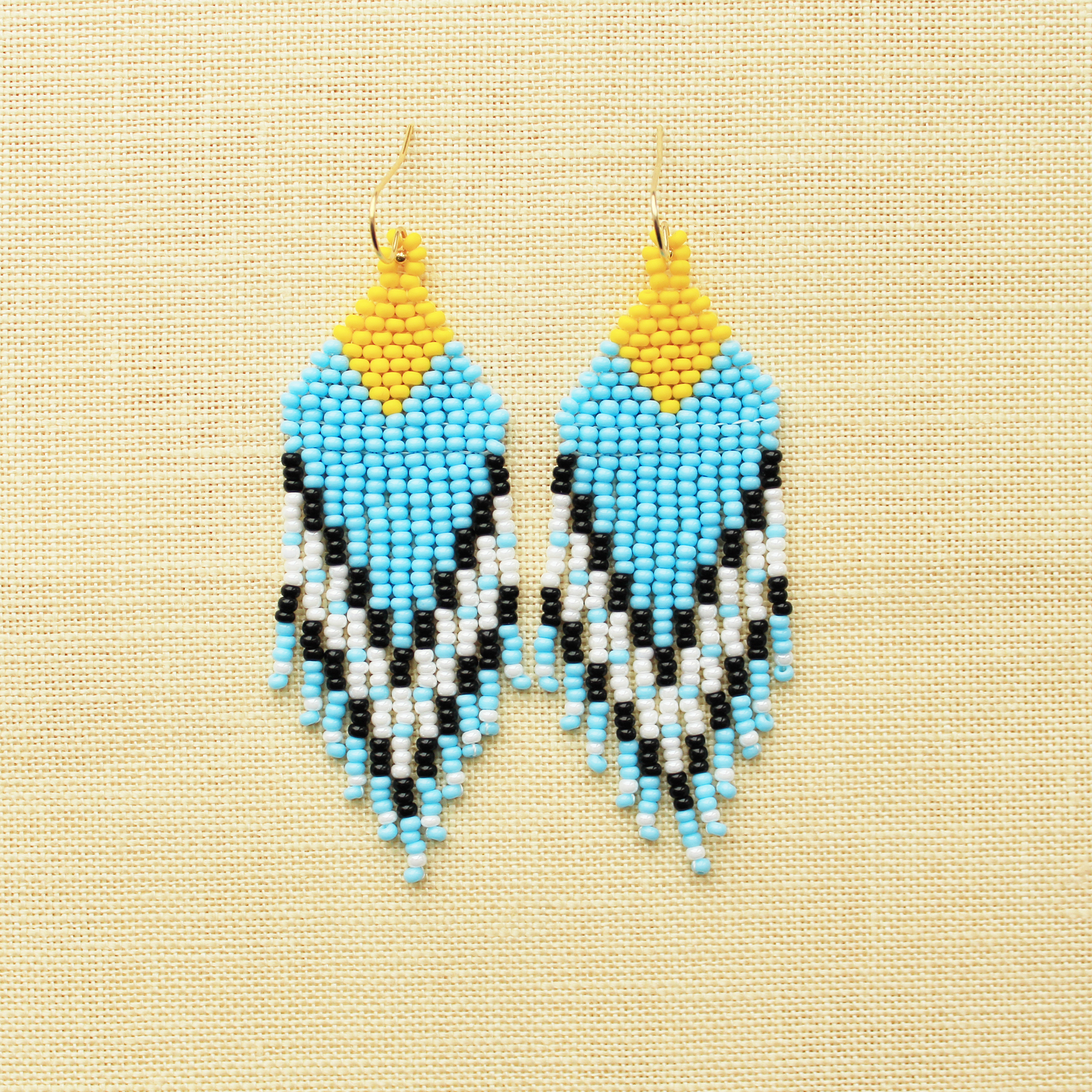 Beaded Earrings Blue Fringe Earrings I Am Odette Artisan
