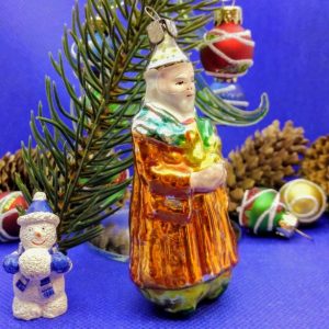 Vintage Glass Toy Santa Claus Man Magician. Antique Christmas Toy