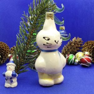 Antique Christmas glass Toy Bunny Hare Rabbit. Glass Vintage Toy