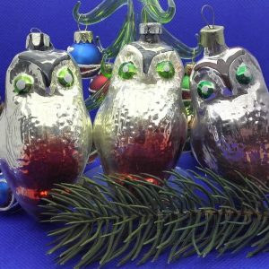 Soviet Vintage Christmas Toy Big Owl. Russian Christmas glass Toy