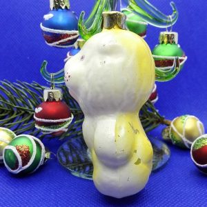 Soviet Vintage Christmas Toy Lion. Russian Glass Antique Toy