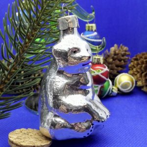 Soviet Vintage Christmas Glass toy Bear. Xmas tree toy USSR
