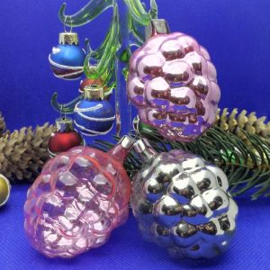 Soviet Antique Christmas tree toys Pine Cones. Glass Xmas toys