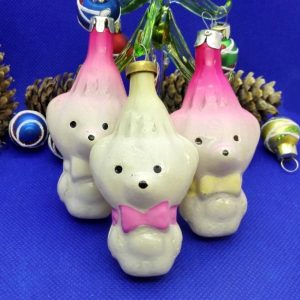 Soviet Vintage Christmas Toy White Bear. Christmas glass Toy USSR