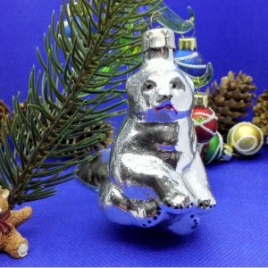 Soviet Vintage Christmas Glass toy Bear. Xmas tree toy USSR