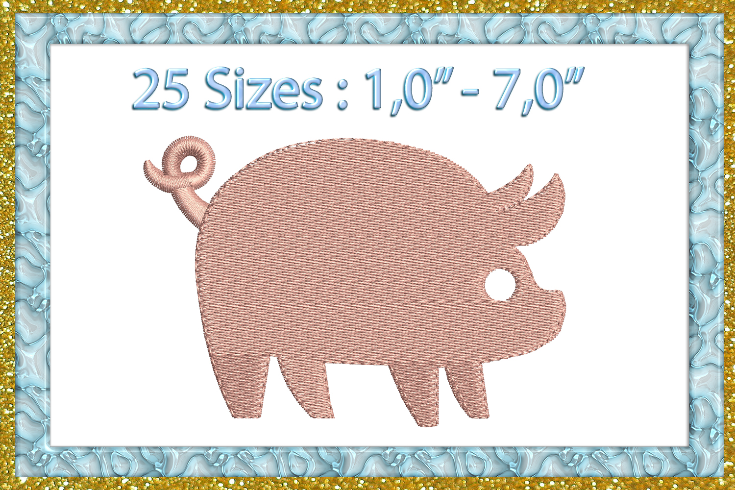 Mini Pig embroidery design