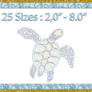 Handmade Marketplace 553 Sea Turtle machine embroidery Design