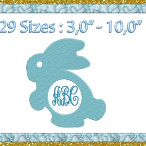 Bunny Monogram Frame machine embroidery Design