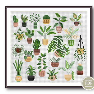 Cross Stitch Pattern Plants Set 21 Home Garden Modern Sampler Plants 210