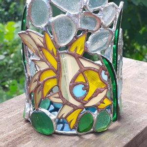 Stained Glass Goldfish Candle Holder, Sea Glass Suncatcher Nautical Decor