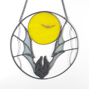 Stained Glass Bat Suncatcher, Gothic Stained Glass Window Decoration