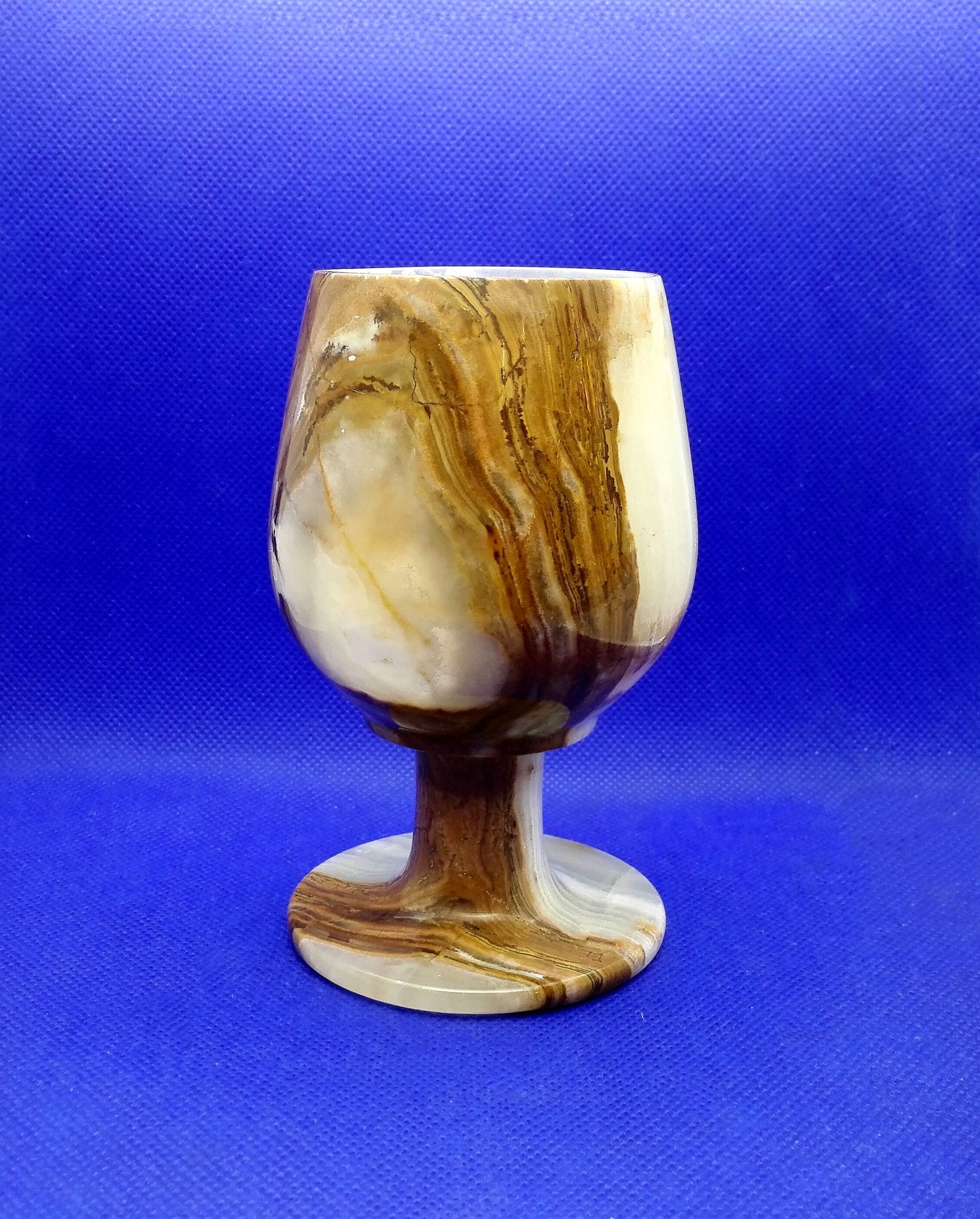 Vintage Onyx Big Wine Glasse. Handcrafted Natural