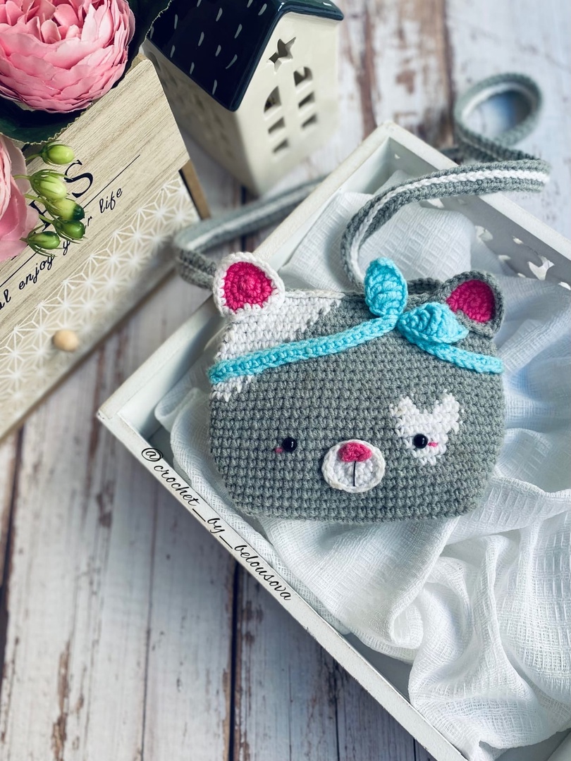 Crochet pattern bag purse cat kitty pdf tutorial