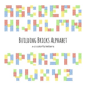 Watercolor Building Bricks Alphabet Clipart