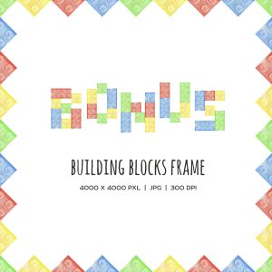 Watercolor plastic building blocks frame JPG