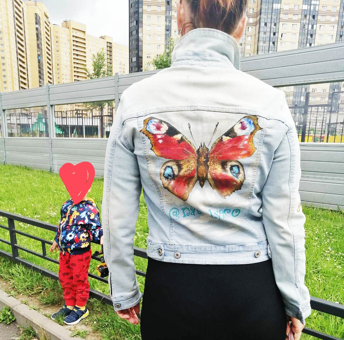 Custom hand painted denim jeans jacket, vest, pet portrait, nature