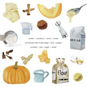 Watercolor Pumpkin Pie ingredients