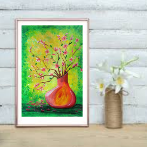 Ikebana Japanese Painting 12*16″ Oriental Art by Yalozik
