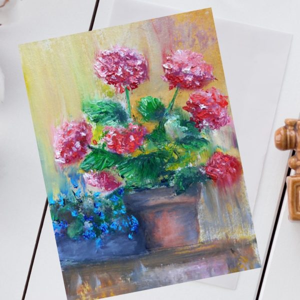 Pelargonium flowers oil painting 6*8 blooming plant Yalozik