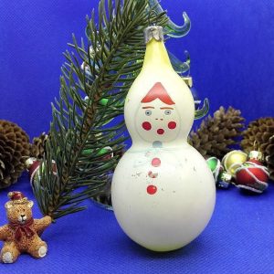 Soviet Antique Christmas Toy Snowman Snow Maiden. Big Glass Toy