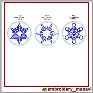 In The Hoop Embroidery designs Snowflake hot stand mug rug.