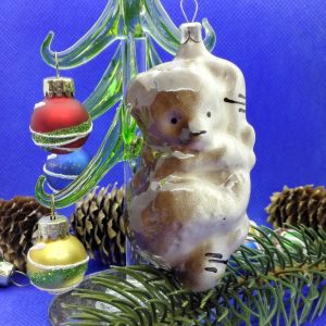 Soviet Antique Christmas Glass toy Bear. Xmas tree toy USSR