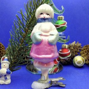 Soviet Vintage Christmas Toy Boy in mittens. Christmas glass Toy
