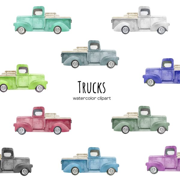 Watercolor Vintage Truck