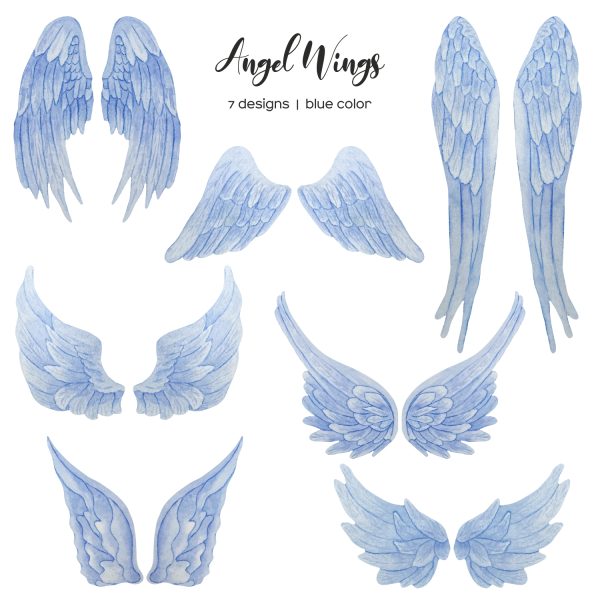 Watercolor White Angel Wings Clipart 7 PNG