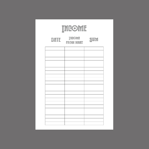 Digital pages for a photographer's notebook 5 income