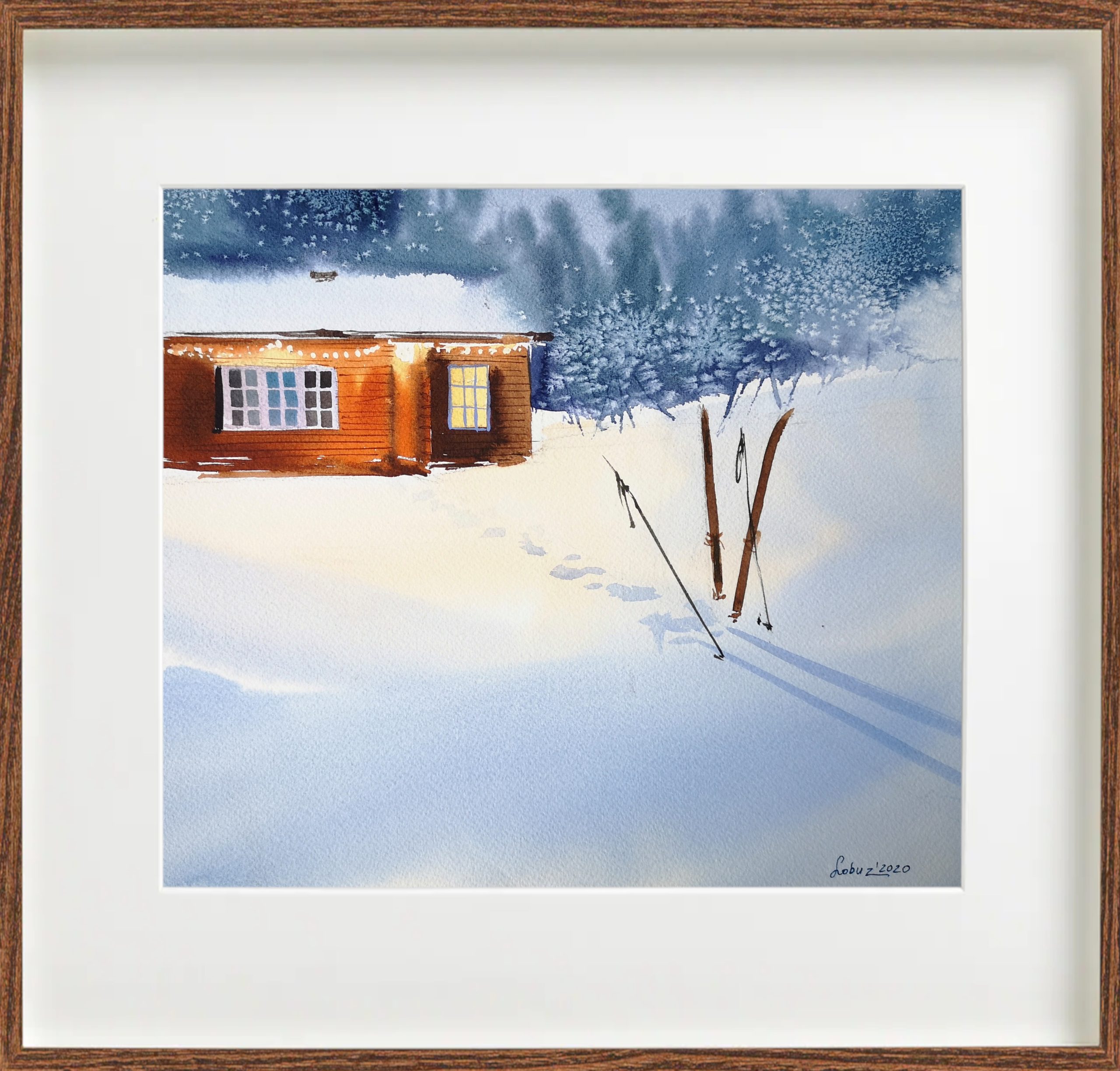 Waiting for a ski trip - Original watercolor 3 Waiting for a ski trip - Original watercolor - Image 3