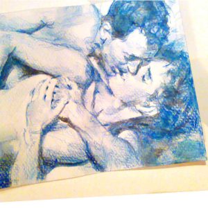 original gay art, sexy boy portraits, love kiss,beauty boys embrace,watercolour.