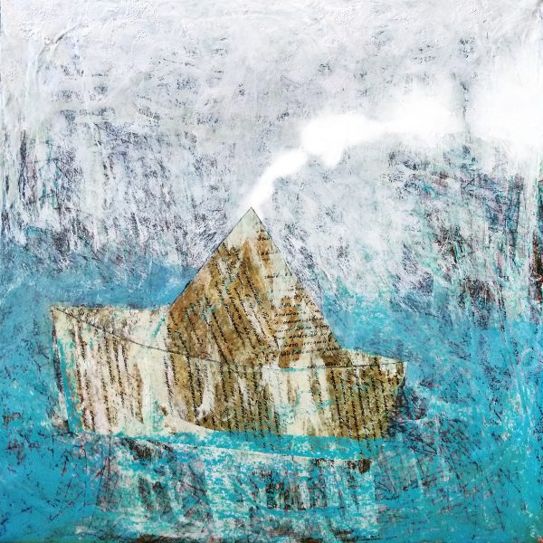 paper boat painting abstract