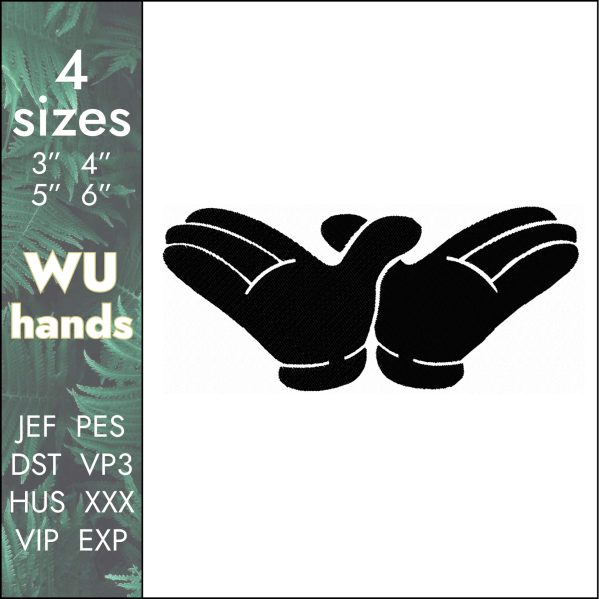 Wu tang Embroidery Design, American hands rap hip hop file 4 size