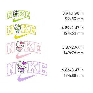 Nike Hello Kitty Embroidery Design, cute girl file dst, 4 sizes