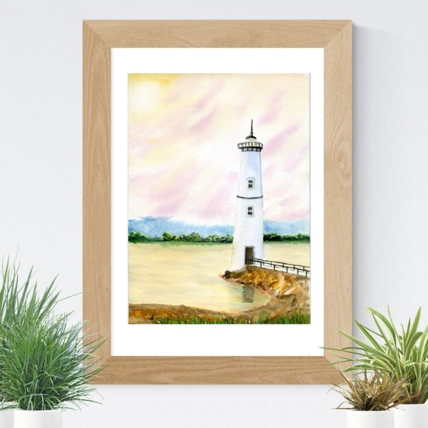 Lighthouse Painting 12*8" sea Watercolor by Yalozik